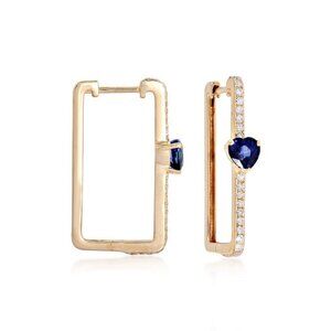 Opulence Blue Sapphire 14K (or 18k upon request) Yellow Gold Diamond Earrings